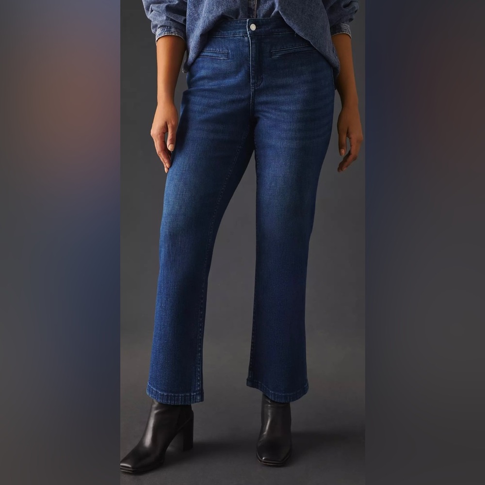 Maeve by Anthropologie High Rise Kick Flare Crop Jeans Size 29